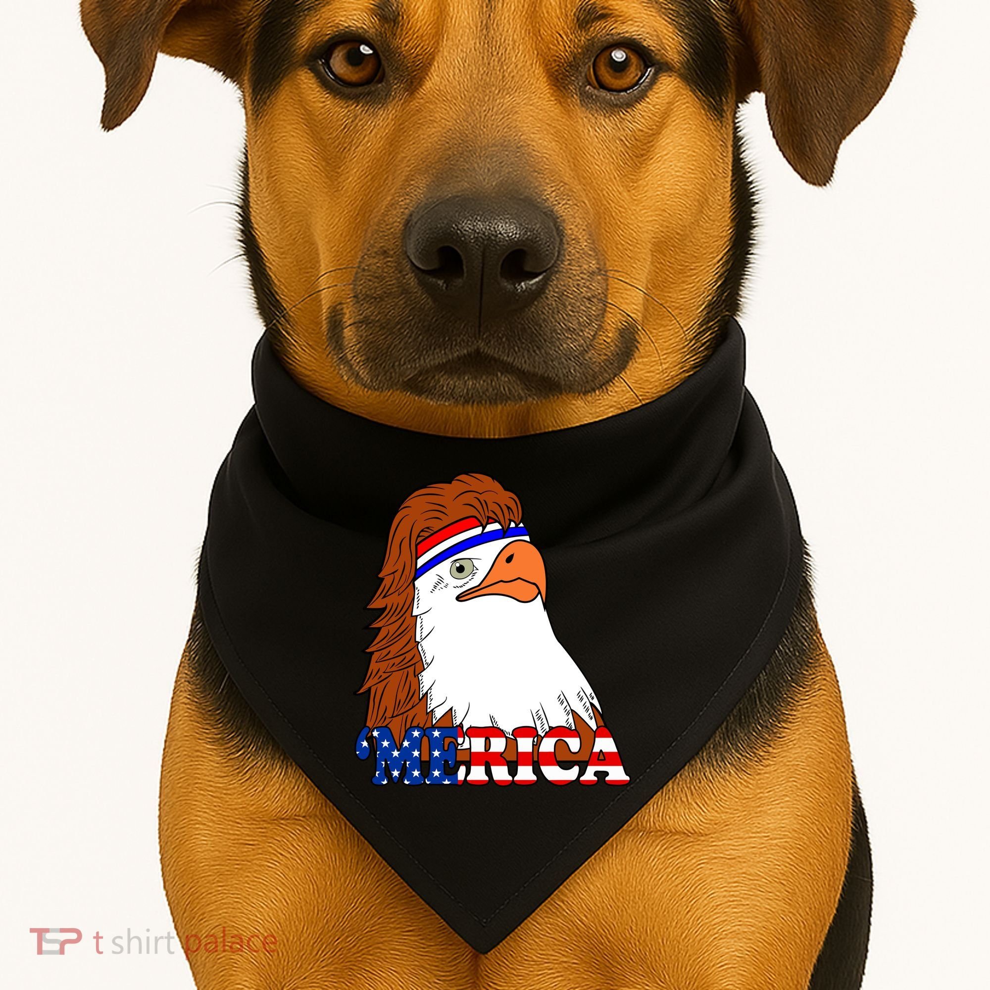 Merica Bald Eagle Retro USA Flag USA-Made Doggie Bandana