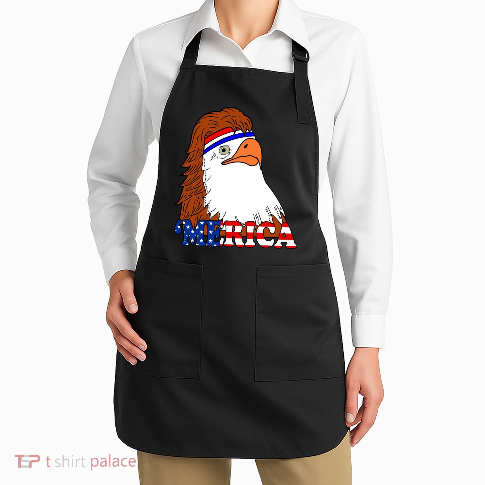 Merica Bald Eagle Retro USA Flag Apron