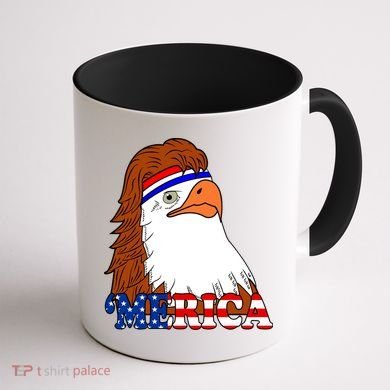 Merica Bald Eagle Retro USA Flag Coffee Mug back