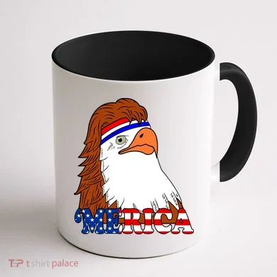 Merica Bald Eagle Retro USA Flag Coffee Mug back