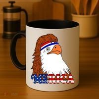 Merica Bald Eagle Retro USA Flag Coffee Mug thumb 4