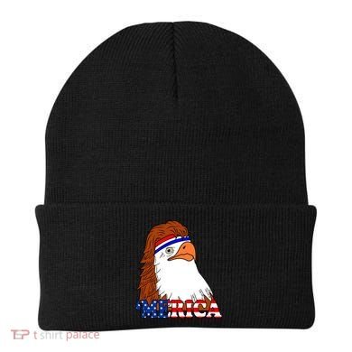 Merica Bald Eagle Retro USA Flag Beanie