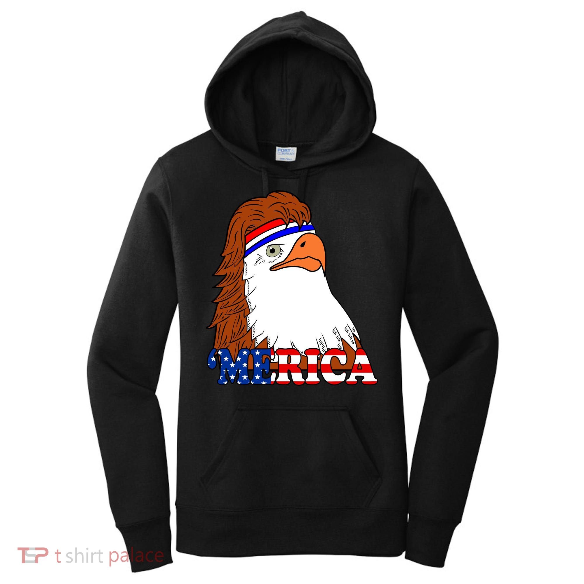 Merica Bald Eagle Retro USA Flag Women's Hoodie