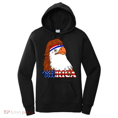 Merica Bald Eagle Retro USA Flag Women's Hoodie