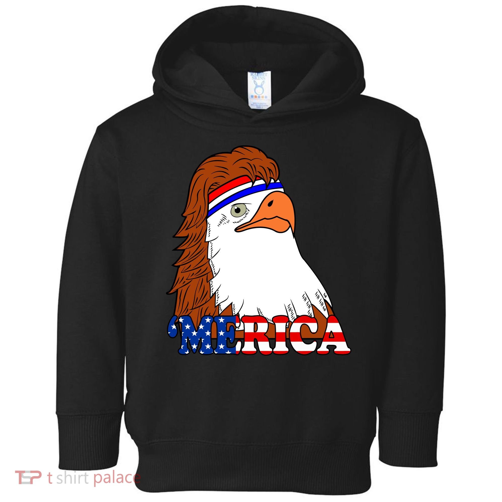Merica Bald Eagle Retro USA Flag Toddler Hoodie