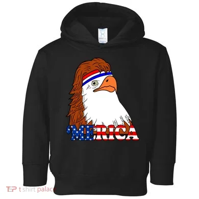 Merica Bald Eagle Retro USA Flag Toddler Hoodie