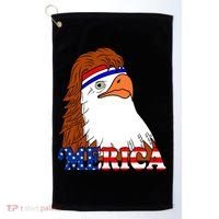 Merica Bald Eagle Retro USA Flag Golf Towel thumb 0