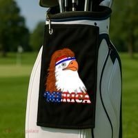 Merica Bald Eagle Retro USA Flag Golf Towel thumb 2