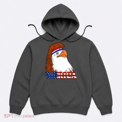 Merica Bald Eagle Retro USA Flag Hoodie
