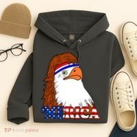 Merica Bald Eagle Retro USA Flag Hoodie thumb 4
