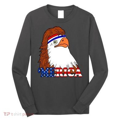 Merica Bald Eagle Retro USA Flag Long Sleeve Shirt