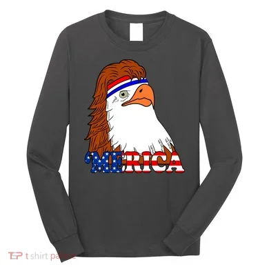 Merica Bald Eagle Retro USA Flag Long Sleeve Shirt