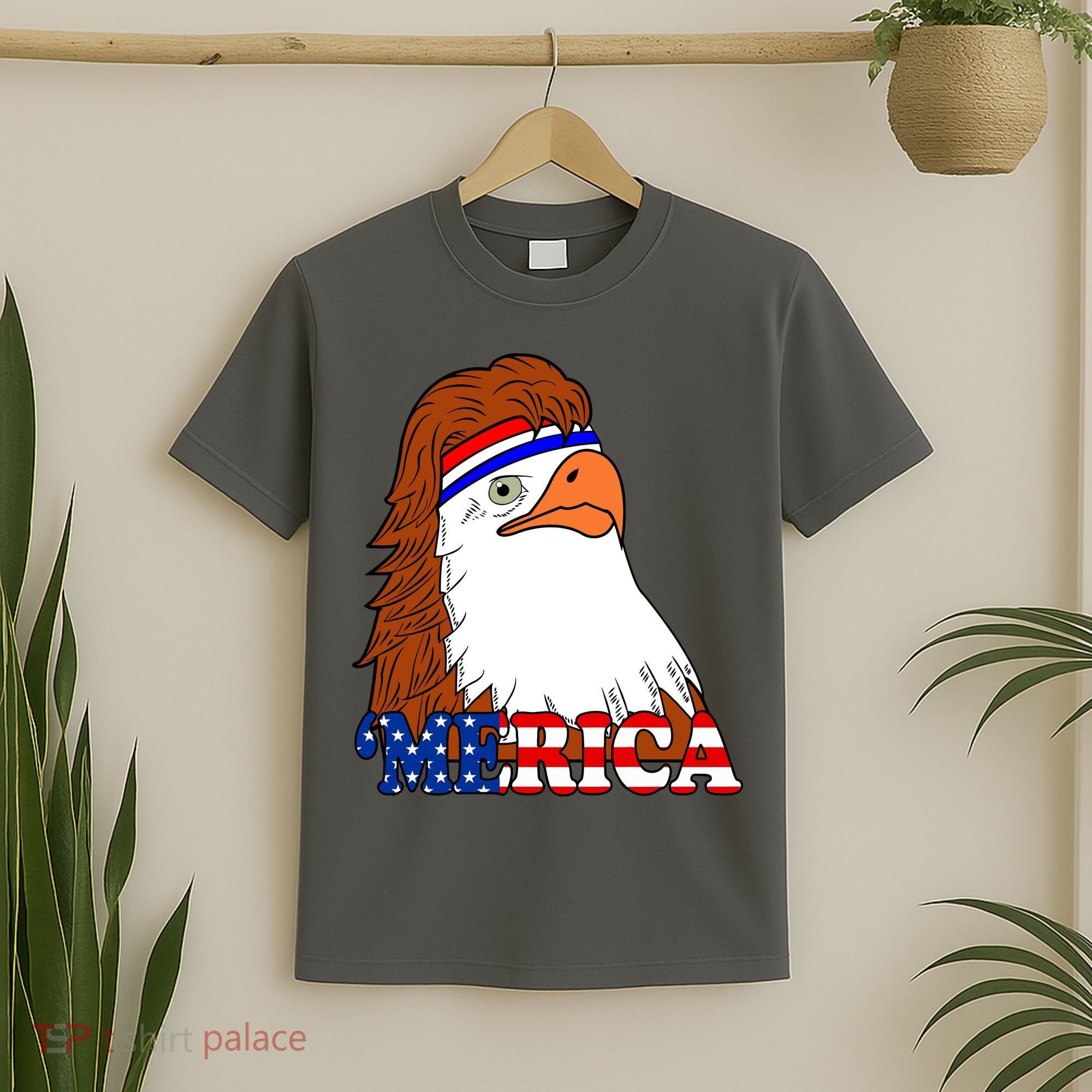 Merica Bald Eagle Retro USA Flag T-Shirt