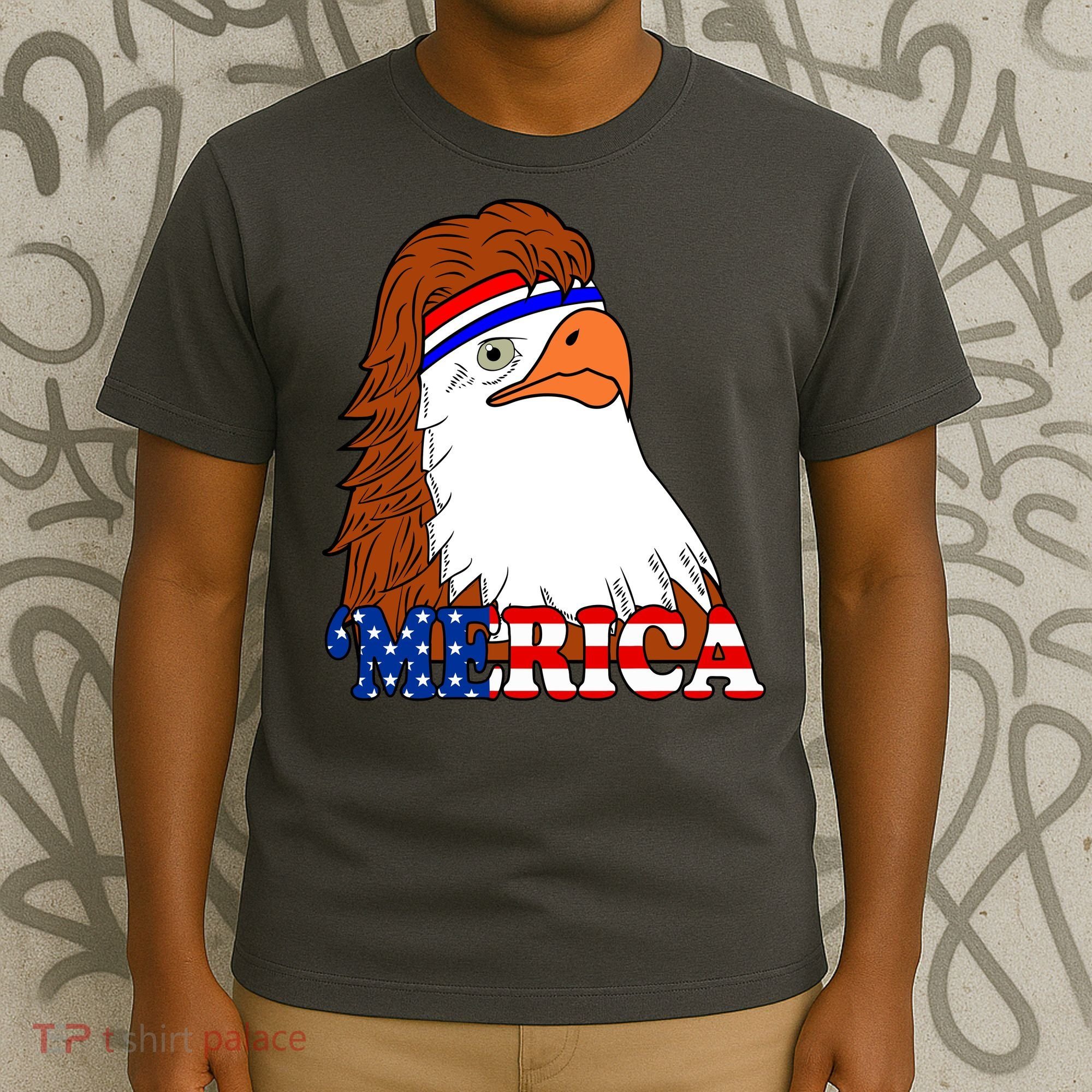 Merica Bald Eagle Retro USA Flag T-Shirt