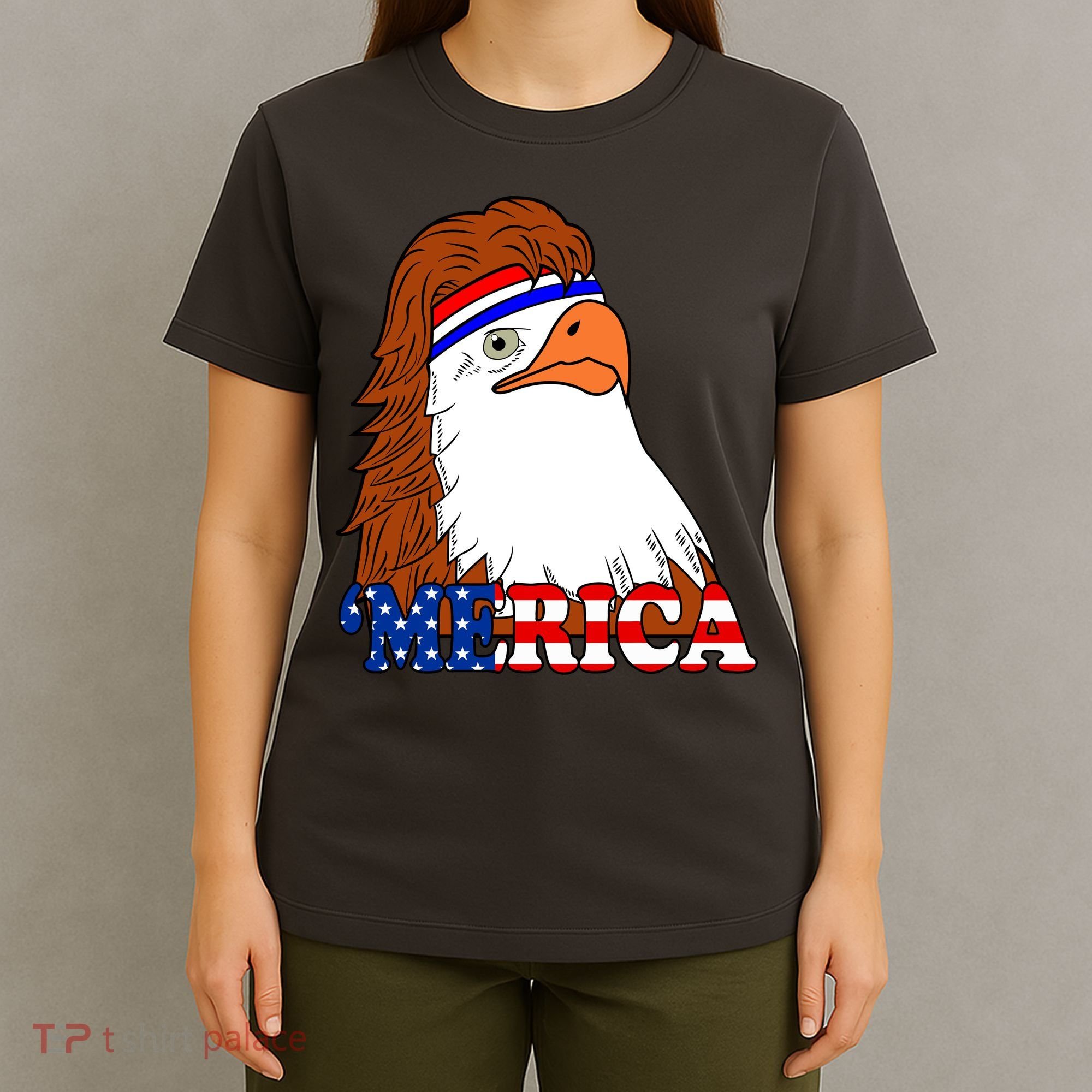 Merica Bald Eagle Retro USA Flag T-Shirt