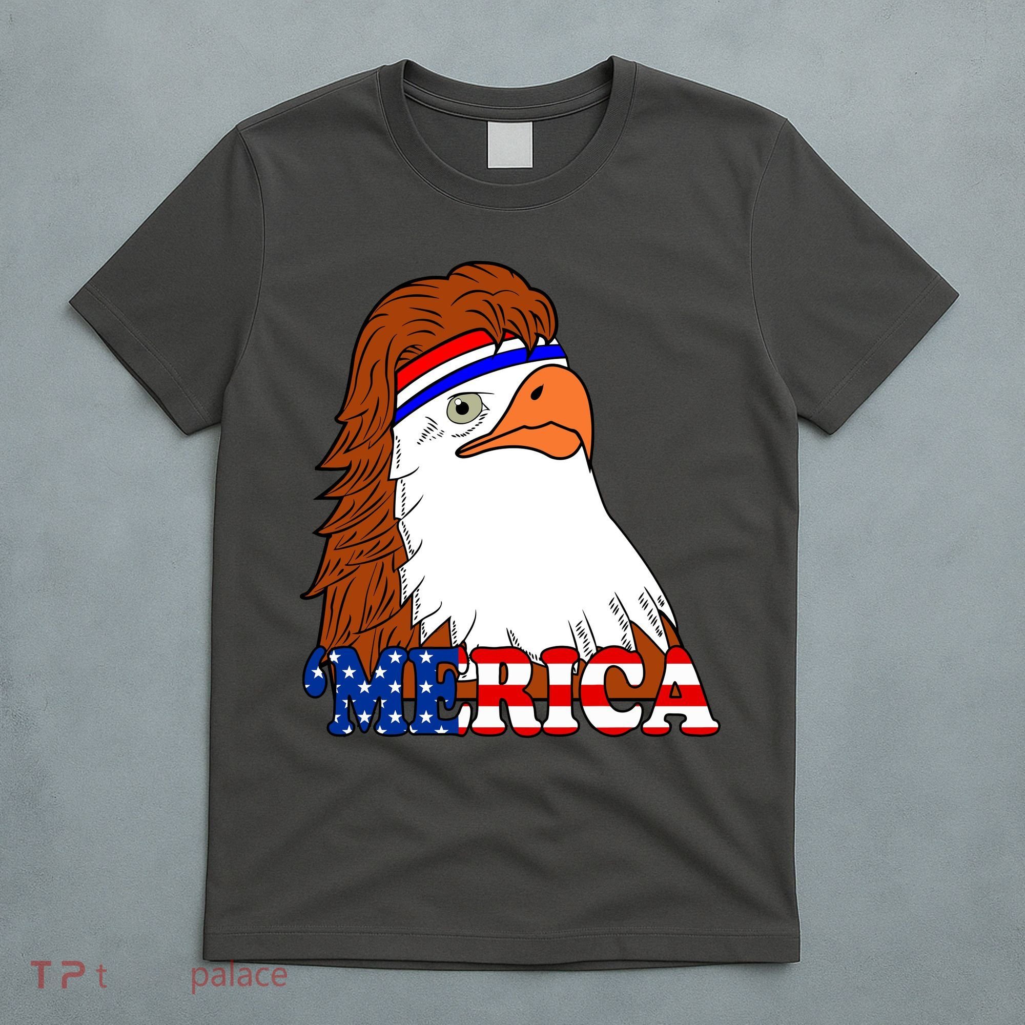 Merica Bald Eagle Retro USA Flag T-Shirt