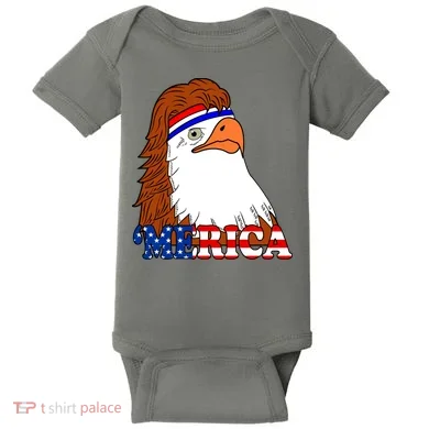 Merica Bald Eagle Retro USA Flag Baby Bodysuit