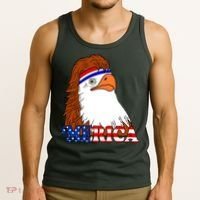 Merica Bald Eagle Retro USA Flag Tank Top thumb 3
