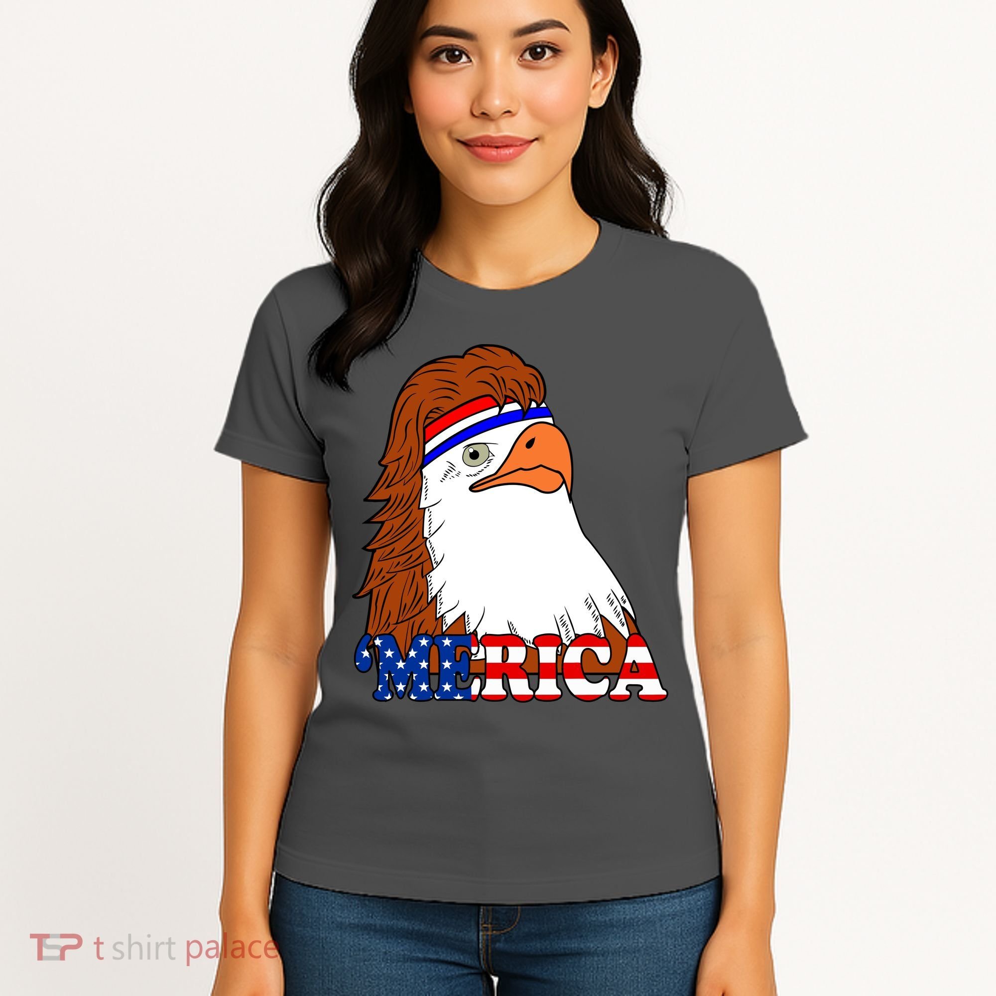 Merica Bald Eagle Retro USA Flag Women's T-Shirt