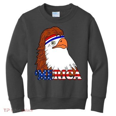 Merica Bald Eagle Retro USA Flag Kids Sweatshirt