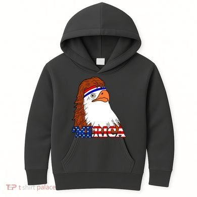 Merica Bald Eagle Retro USA Flag Kids Hoodie