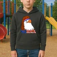 Merica Bald Eagle Retro USA Flag Kids Hoodie thumb 2