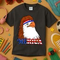 Merica Bald Eagle Retro USA Flag Kids T-Shirt thumb 3