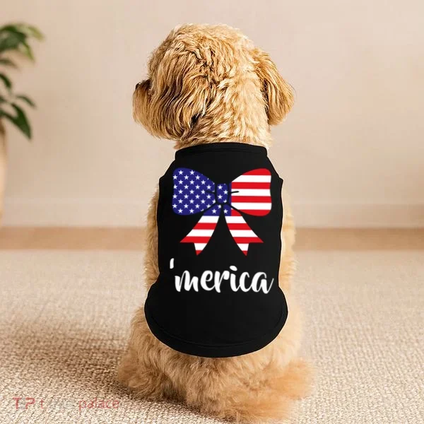 Merica Bow Tie USA Flag Doggie Tank
