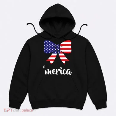 Merica Bow Tie USA Flag Hoodie