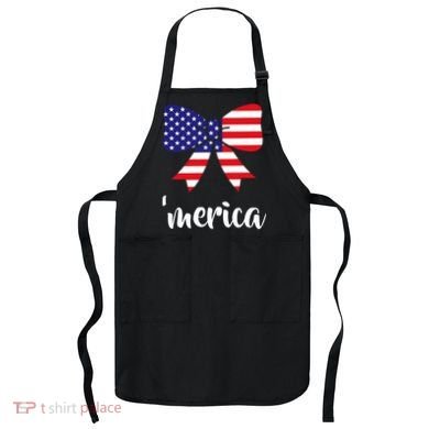 Merica Bow Tie USA Flag Apron