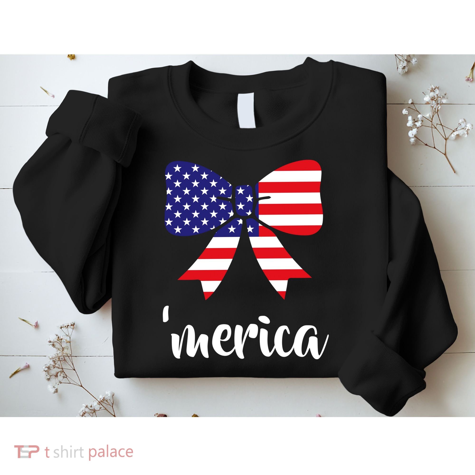 Merica Bow Tie USA Flag Sweatshirt