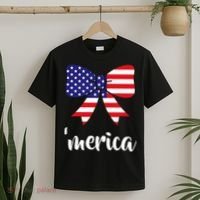 Merica Bow Tie USA Flag T-Shirt thumb 2