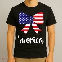 Merica Bow Tie USA Flag T-Shirt thumb 3