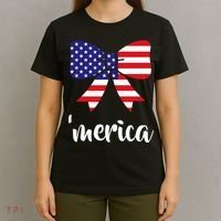 Merica Bow Tie USA Flag T-Shirt thumb 4