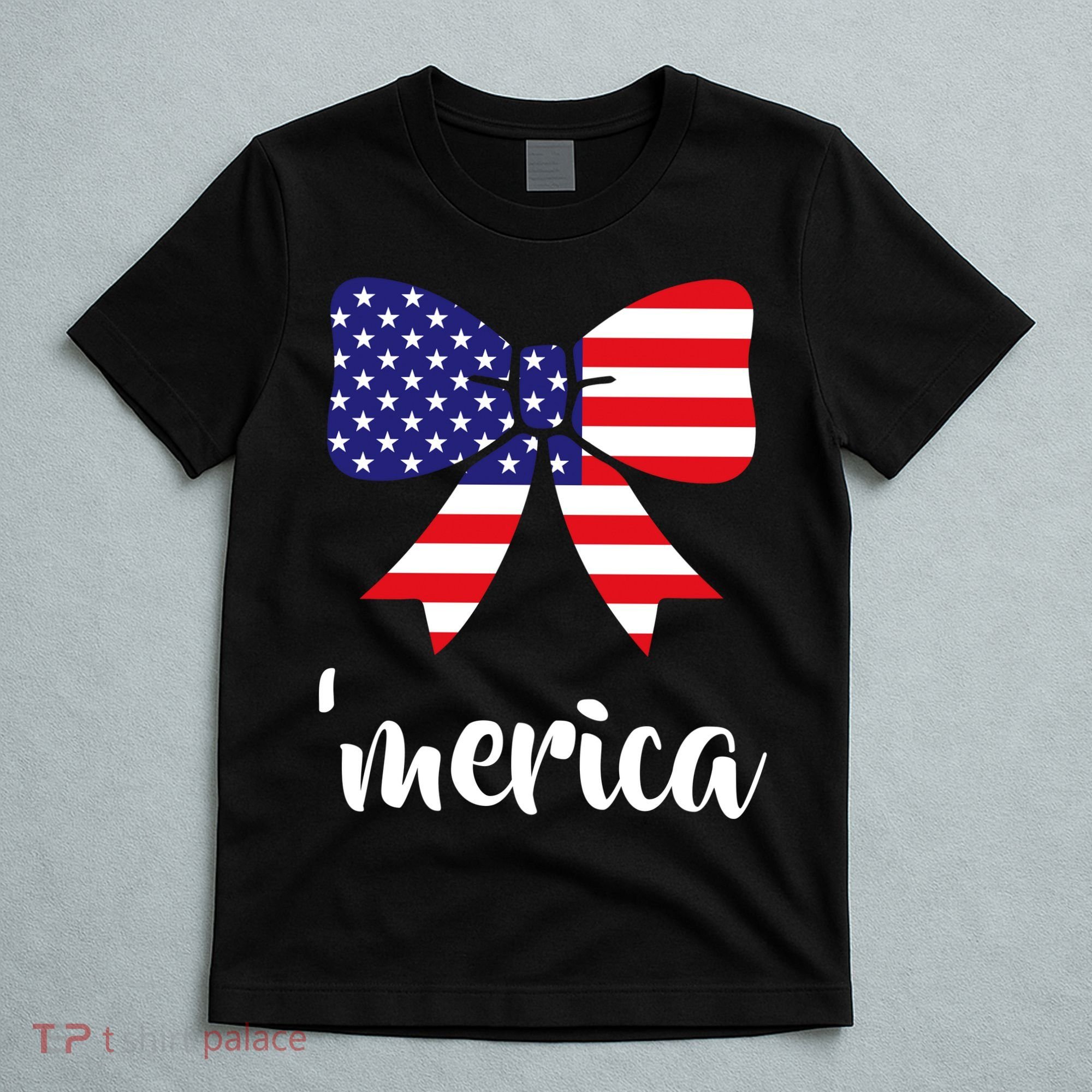 Merica Bow Tie USA Flag T-Shirt
