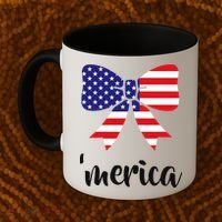 Merica Bow Tie USA Flag Coffee Mug thumb 2