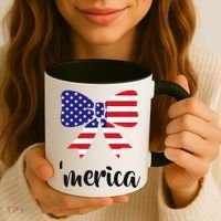 Merica Bow Tie USA Flag Coffee Mug thumb 3