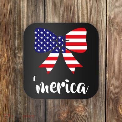 Merica Bow Tie USA Flag Coaster