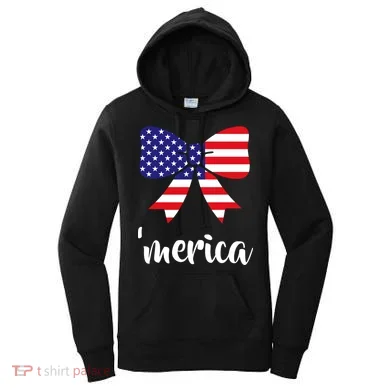 Merica Bow Tie USA Flag Women's Hoodie