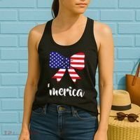 Merica Bow Tie USA Flag Women's Tank Top thumb 2