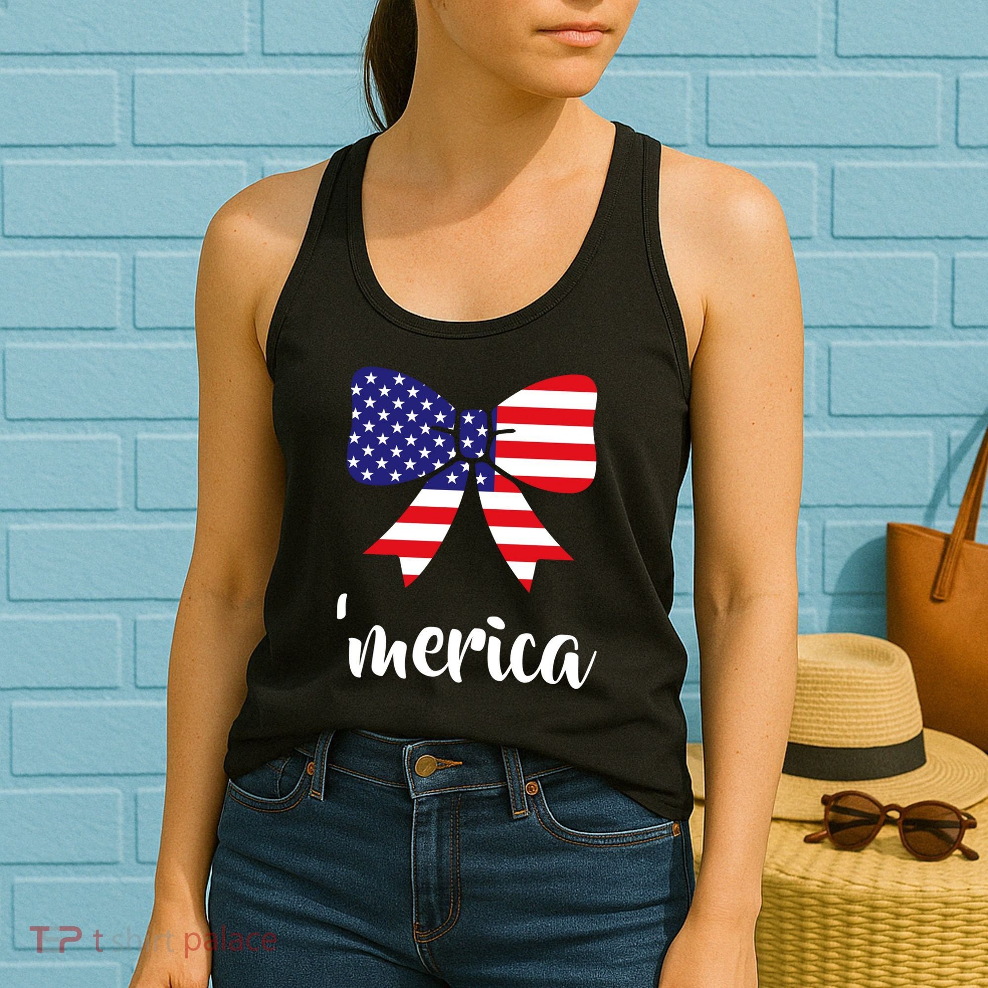 Merica Bow Tie USA Flag Women's Tank Top