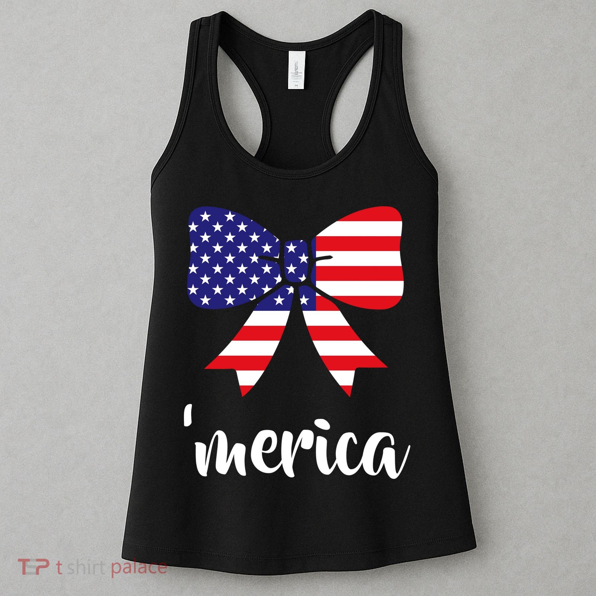 Merica Bow Tie USA Flag Women's Tank Top