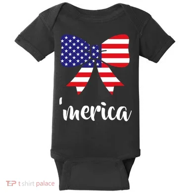 Merica Bow Tie USA Flag Baby Bodysuit