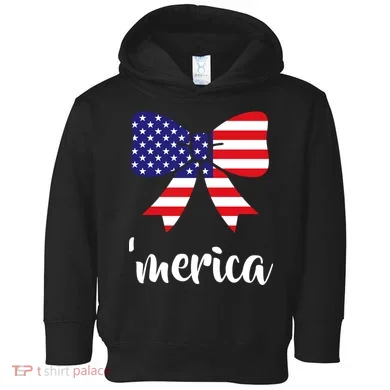 Merica Bow Tie USA Flag Toddler Hoodie