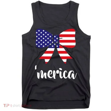 Merica Bow Tie USA Flag Tank Top