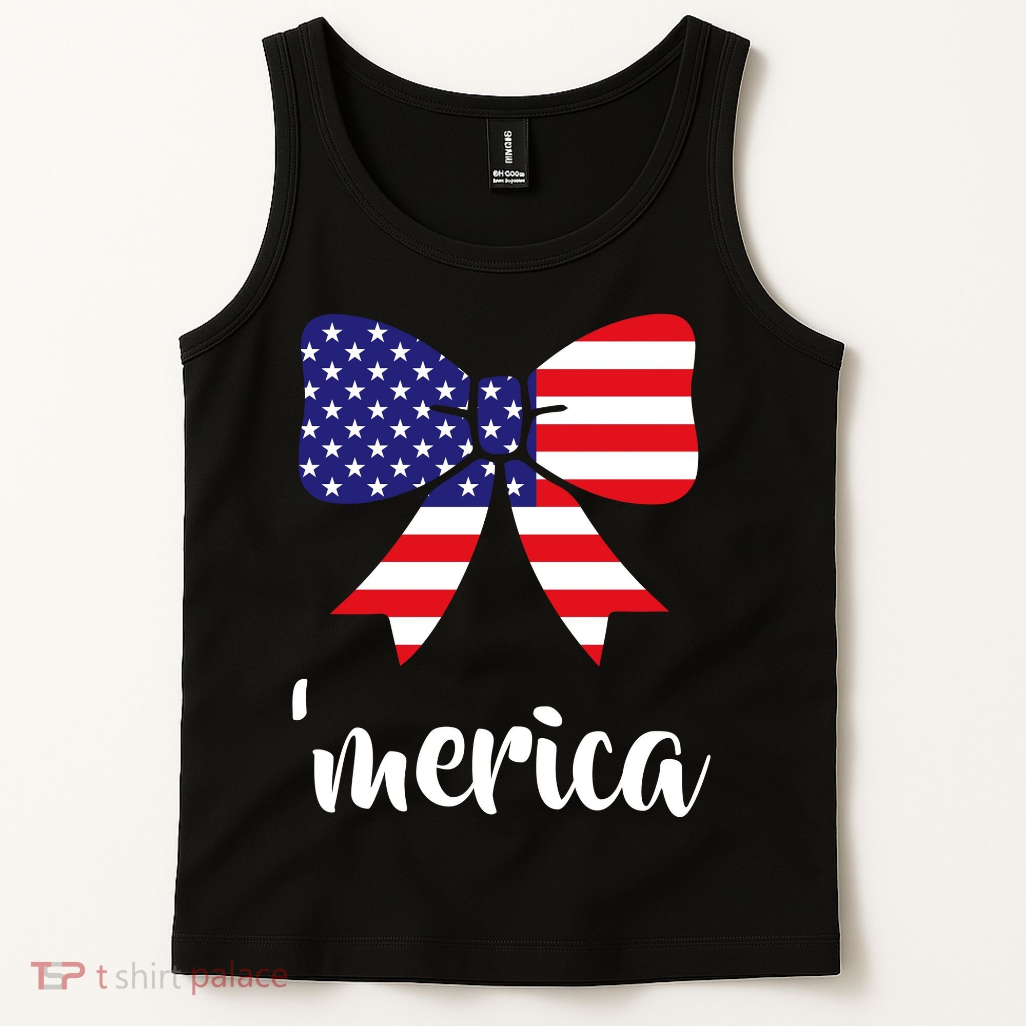 Merica Bow Tie USA Flag Tank Top