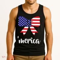 Merica Bow Tie USA Flag Tank Top thumb 3