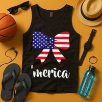 Merica Bow Tie USA Flag Tank Top thumb 4