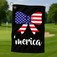 Merica Bow Tie USA Flag Golf Towel thumb 1