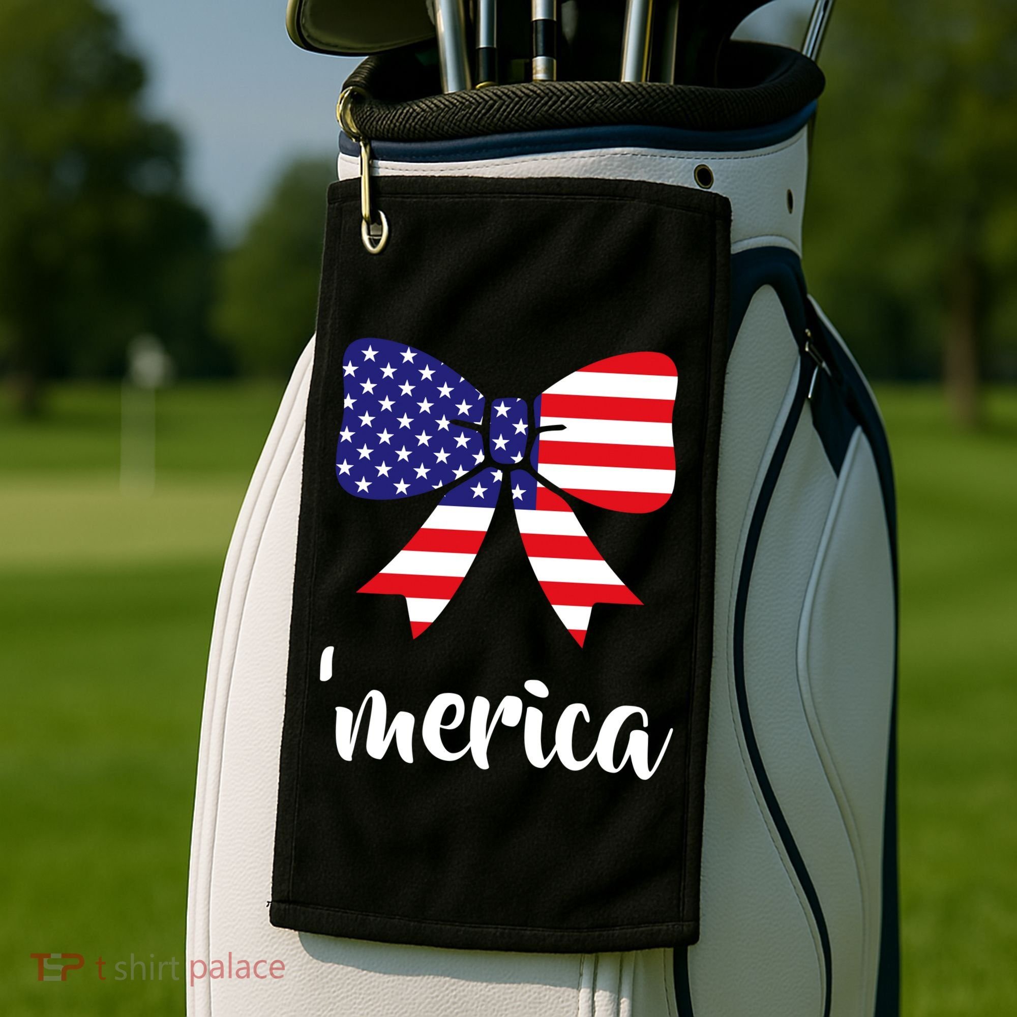 Merica Bow Tie USA Flag Golf Towel